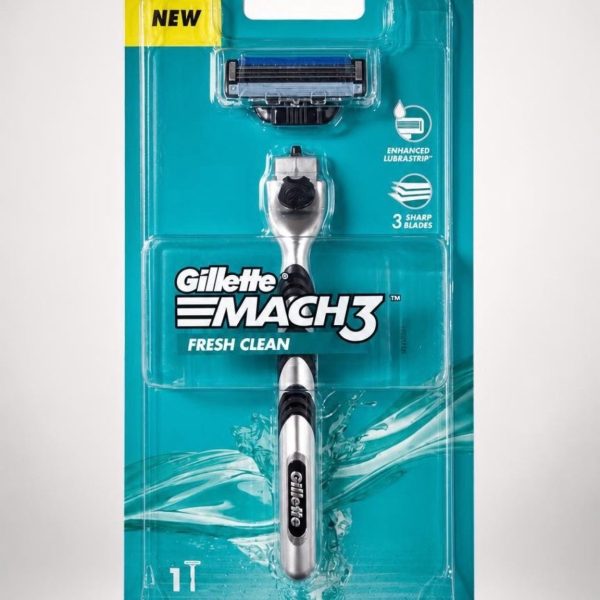 Gillette Mach3 Fresh Clean – ג׳ילט מאך 3 פרש קלין – ידית גילוח עם ראש 3 להבים