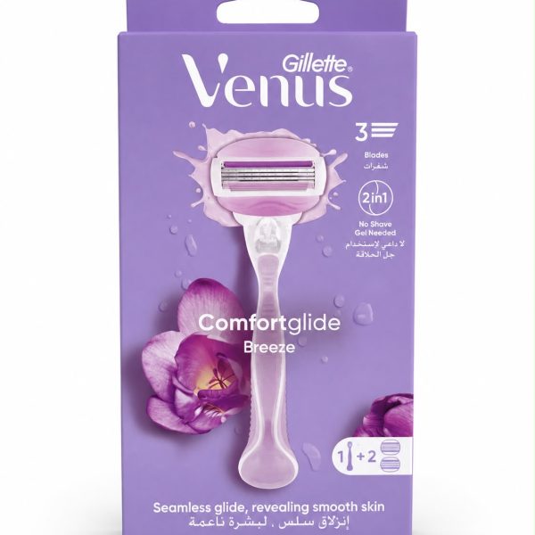 Gillette Venus Comfortglide Breeze – ג׳ילט ונוס קומפורטגלייד בריז – ידית גילוח + 2 ראשי גילוח